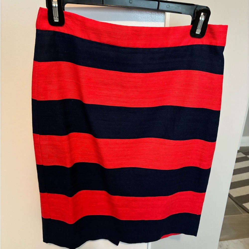J. Crew Striped Red and Navy Blue Women's Skirt s 2 preppy